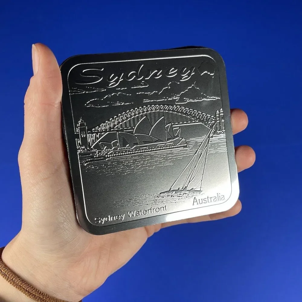Riga‎ Set of 6 Silver Etched South Australia Sydney Etched Drink Coasters - Picture 5 of 11